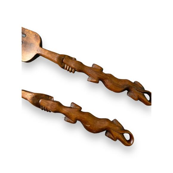 Vintage Polynesian Large wooden Spoon And Fork Wall Art - Picture 2 of 9